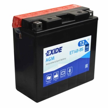 EXIDE ET14B-BS / YT14B-4 12V 12Ah 190A L+