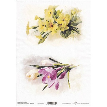 Papier ryżowy do decoupage A4 krokusy żółte kwiaty