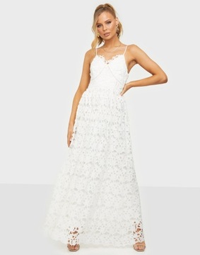 YAS sukienka maxi biała lux koronkowa 36 S