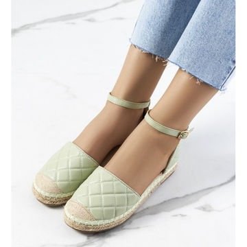 Zielone Skóra ekologiczna Buty Espadryle r.38