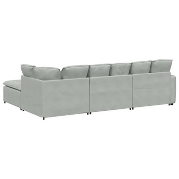 Sofa modułowa z podnóżkiem i poduszkami Velvet Light Grey