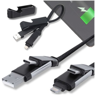 Kabel USB C Przejściówka MicroUSB USB LIGHTNING Iphone Adapter Krótki 6w1