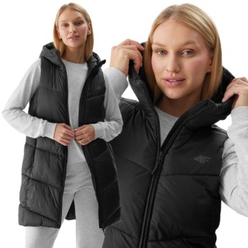 ЖЕНСКИЙ ЖИЛЕТ С РУКАВАМИ 4F НА МОЛНИИ С КАПЮШОНОМ ДЛИННЫЙ SS24F114