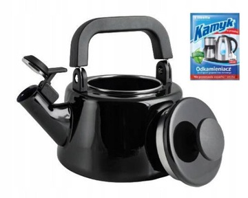 Czajnik Emaliowany Forchetto Moderno 2,1l Czarny + gratis