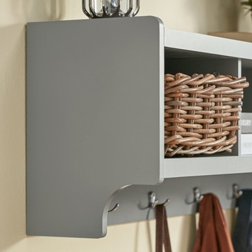 Книжный шкаф с подвесной полкой, 3 отделениями и 4 крючками, FHK28-HG