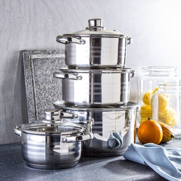 НАБОР ПОСУДОВ ИЗ НЕРЖАВЕЮЩЕЙ СТАЛИ FLORINA ANTER, ИНДУКЦИЯ 8 EL