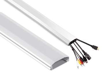 Aluminiowa listwa maskująca do kabli Maclean, łatwe otw. i zam, 60x20x750mm