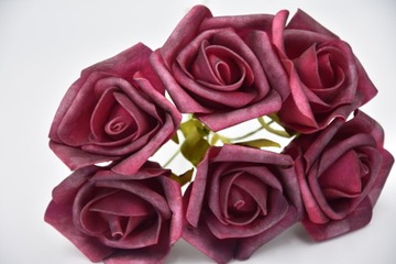 ПЕННЫЕ РОЗЫ, РОЗЫ, ЦВЕТЫ, 6 ШТ, бордовые