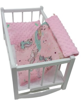 DREWNIANA kołyska DLA LALEK + POŚCIEL 3el