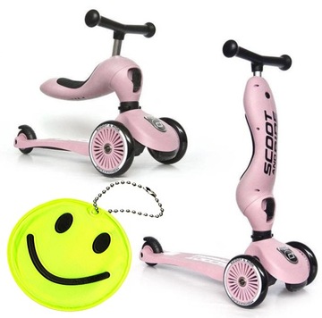 SCOOTANDRIDE HULAJNOGA Trójkołowa i JEŹDZIK 2w1 Highwaykick 1 Rose + GRATIS