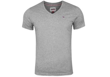 Tommy Jeans t-shirt koszulka męska v-neck szara DM0DM04410-038 L