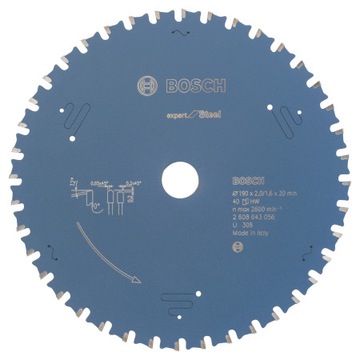 BOSCH TARCZA PILARSKA DO METALU 190mm 40 zębów