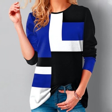 Women Winter Button Geometric Contrast Long Full S