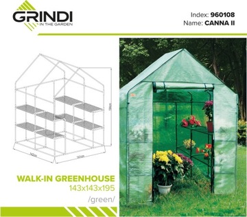 Садовая теплица - 143x143x195 - Canna II