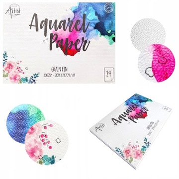 BLOK DO AKWARELI PAPIER AKWARELOWY A4 24 arkusze 300g DO FARB AKWARELOWYCH