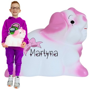 Bardzo duża świnka skarbonka z imieniem personalizowana tekst i grafika XXL