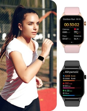 Zegarek Damski Smartwatch 380MAH ROZMOWY AMOLED Z Pomiar Cukru Ciśnienie