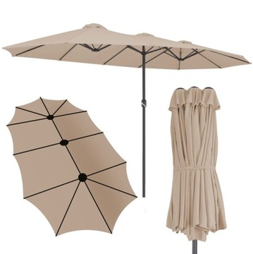 Parasol dwustronny taupe ogrodowy duży
