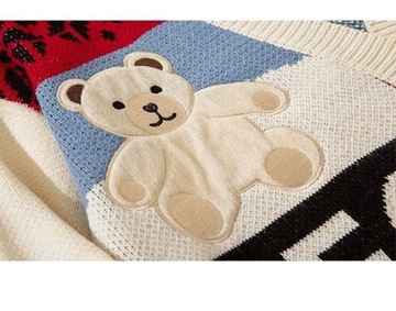 Autumn Bear Embroidery Cardigan Sweater for Men 20