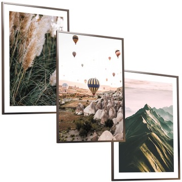 30x40 ZESTAW OBRAZY W RAMIE PLAKATY RAMKA GÓRY BALON PAMPAS NATURA BOHO