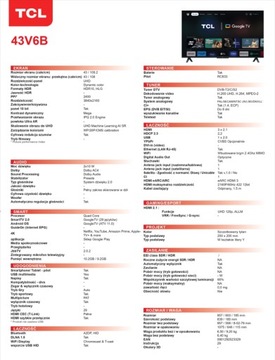 TCL LED телевизор 43 дюйма 43V6B