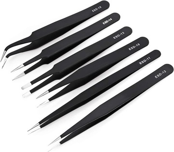 НАБОР ИЗ 6 МЕТАЛЛИЧЕСКИХ ДВИГАТЕЛЕЙ ESD Пинцеты Пинцеты