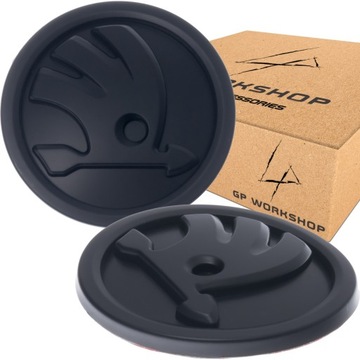 ЭМБЛЕМА SKODA 80 мм МАТОВЫЙ ЧЕРНЫЙ FABIA OCTAV