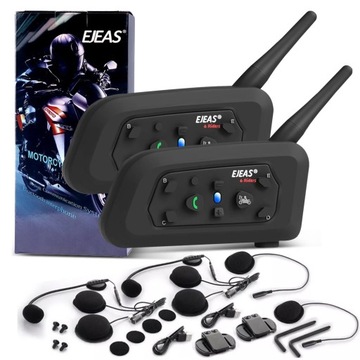 2x INTERKOM INTERCOM MOTOCYKLOWY EJEAS V6 PRO Bluetooth 5.1 NA KASK