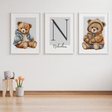 КАРТИНКИ ДЛЯ ДЕТСКОЙ КОМНАТЫ ПОСКАТЫ ДЛЯ МАЛЬЧИКА НАБОР ТЕДДИ ПОСТЕРОВ 3Х
