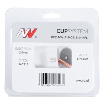 Комплект CUPSYSTEM TIG SR26 с раструбным соплом 2,4 *18
