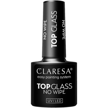 CLARESA TOP GLASS NO WIPE TOP HYBRYDOWY efekt mokrych paznokci 5 ml