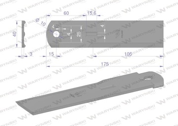 Измельчитель соломы с фиксированным ножом измельчитель 175x40x3 мм, отверстие 10, применение 1