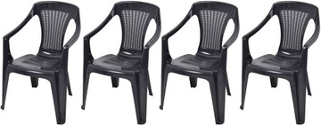 4x GRAFITOWE BRYLANT OGRODOWE PLASTIKOWE KRZESŁO