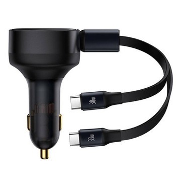 Автомобильное зарядное устройство Baseus Enjoyment с кабелями USB-C, 33 Вт (черное)