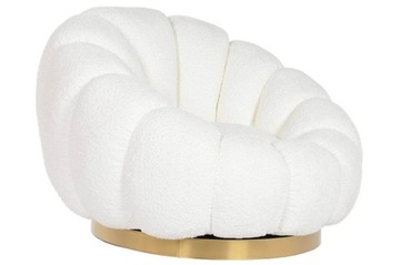 Fotel obrotowy elegancki nowoczesny design kwiat boucle sofka do salonu