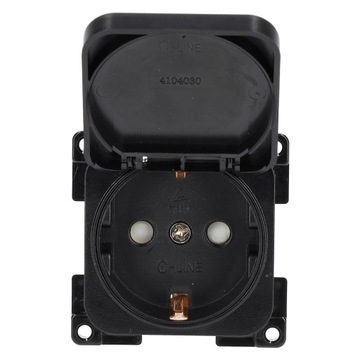 Gniazdo ścienne 230V C-Line z klapką czarne Haba NOWOŚĆ 2025