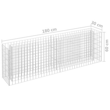 Габион приподнятый, оцинкованная сталь, 180x30x60 см.