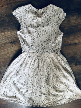 H&M sukienka m 38 koronkowa bezowa bez