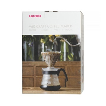 HARIO SET V60-02 КРАФТОВАЯ КОФЕВАРКА КАПЕЛЬНАЯ + СЕРВЕР + ПРОЗРАЧНЫЕ ФИЛЬТРЫ