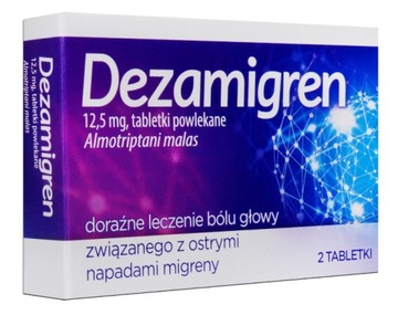 Dezamigren 12,5 mg, 2 tabletki - Lek na migrenę bóle głowy Almotryptan