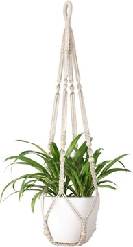 Подвесная подставка для цветов макраме для цветов в стиле бохо с веревкой на стене, цветочный горшок, белый