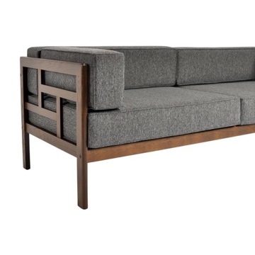 Современный деревянный садовый диван с подушками темно-коричневый графит EDEN