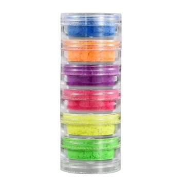 6 x Neon Powder Festiwal Nail Proszku Narzędzia W