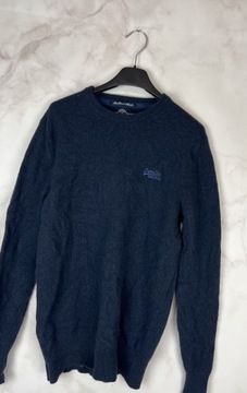 Superdry Sweter Granatowy Wełna Jagnięca S 36