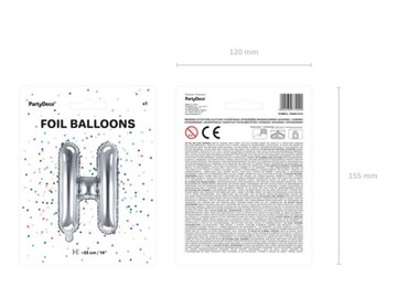 Balon foliowy Litera H 35cm, srebrny