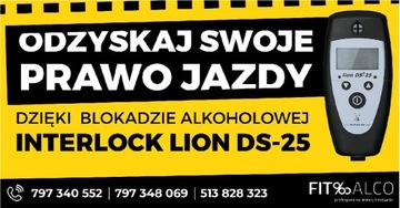 WYNAJEM BLOKADY ALKOHOLOWEJ LION DS-25 OPŁATA ZA 1 MIESIĄC!