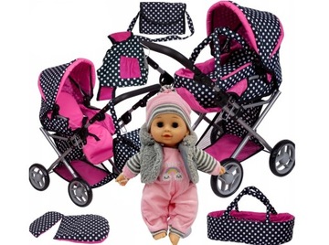 КОЛЯСКА ДЛЯ КУКОЛ, ПЕРЕНОСКА, СУМКА, ПОСЛАНИЕ + ПОЮЩИЙ МАЛЫШ