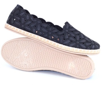 Эспадрильи ЖЕНСКИЕ ТЕННИСНЫЕ ТУФЛИ С ВЫШИВКОЙ, ЧЕРНЫЕ ЛЕТНИЕ КРУЖЕВА