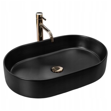 Umywalka Ceramiczna Nablatowa NADIA CZARNA MATOWA OWALNA Rea BLACK MATT