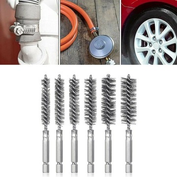 СТАЛЬНАЯ ЩЕТКА 6 ШТ. 8/10/12/15/17/19 ММ ПОДХОДИТ ДЛЯ ПРОЧИНКИ ТРУБ